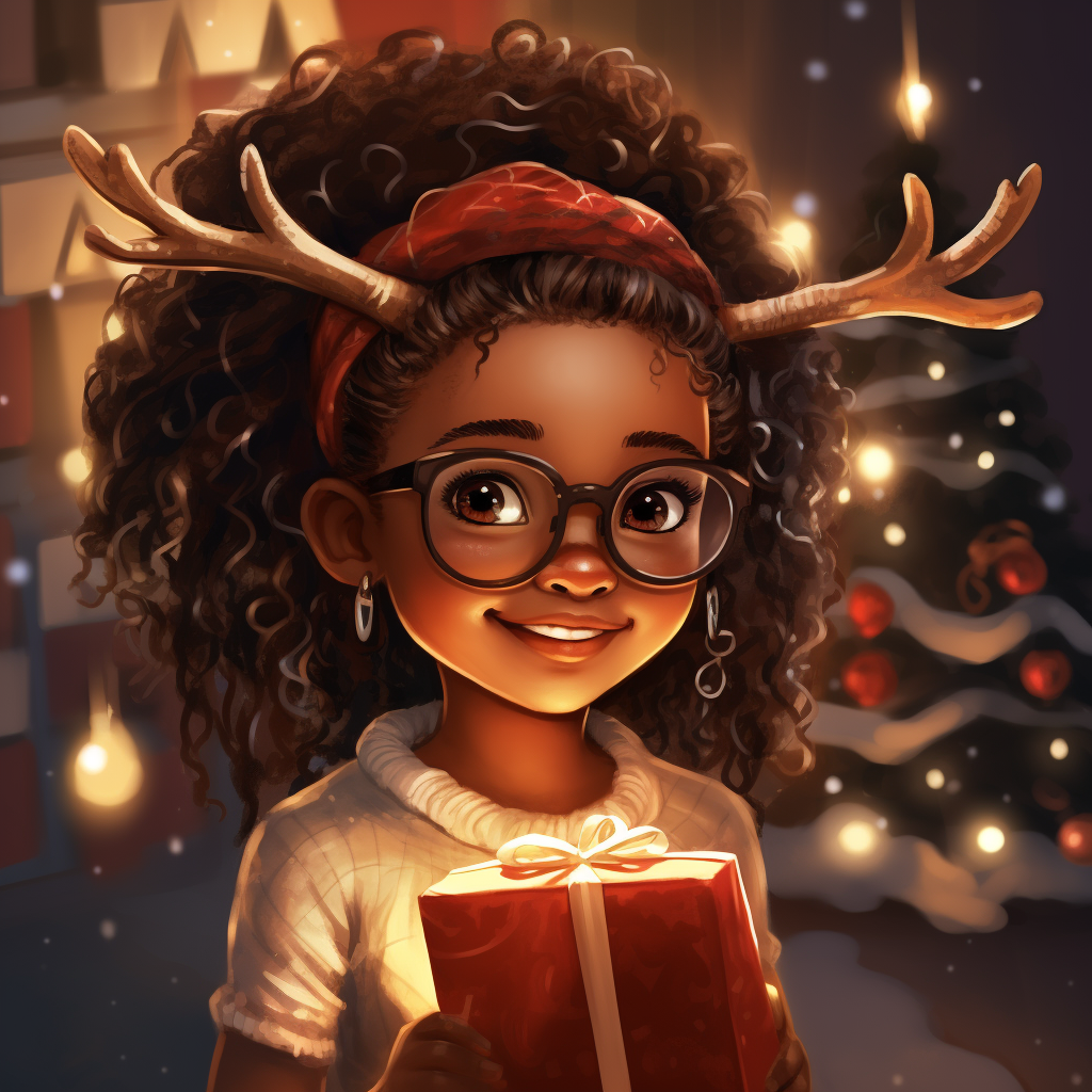 Little girl holding Christmas present