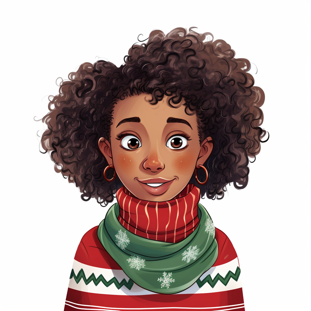 African American girl wearing a cozy Christmas sweater