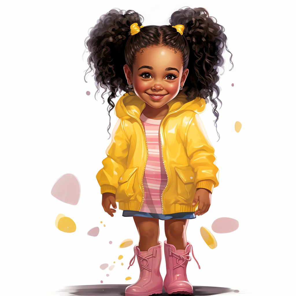 Cute African American girl with afro puffs