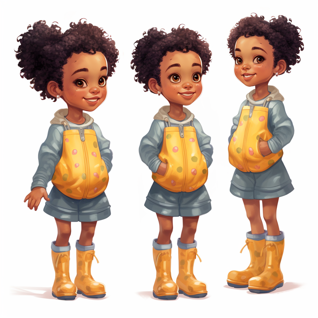 Cute African American girl wearing rain boots