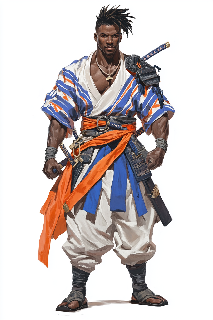 African American Samurai Warrior Character