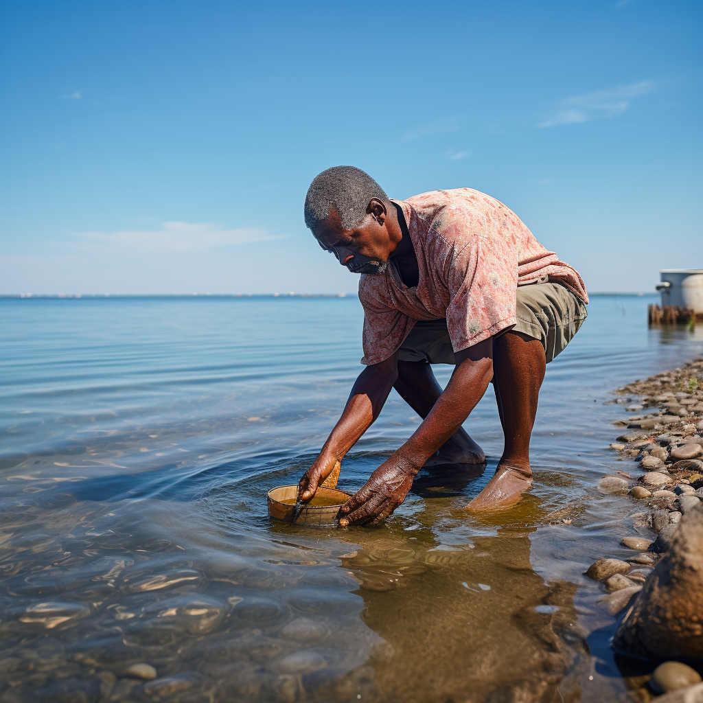 African American man working in water conservation