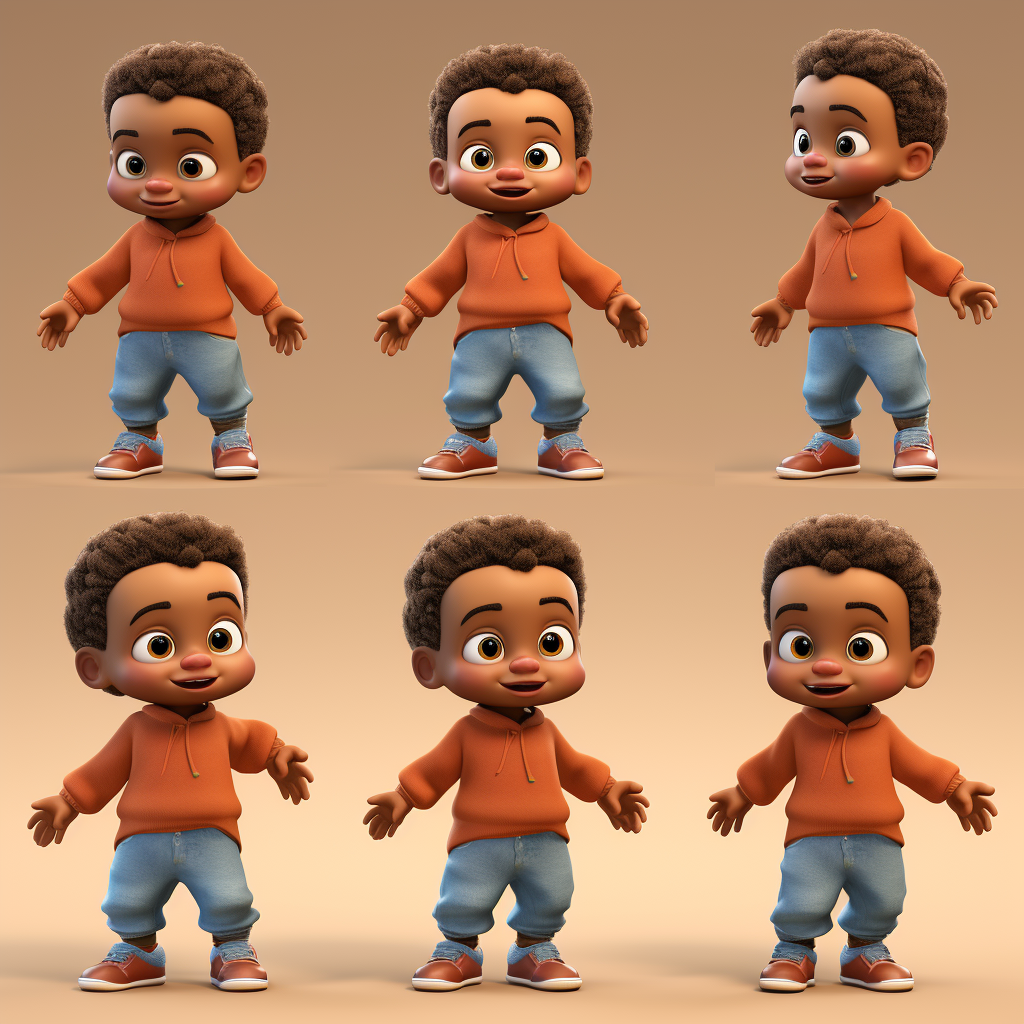 Smiling African American toddler boy with different expressions