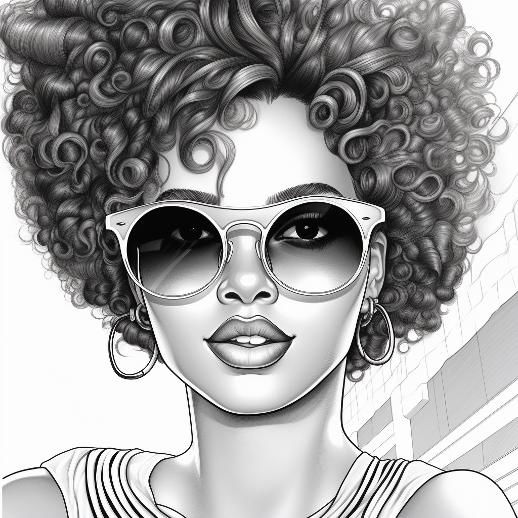 Outline of African American Woman wearing Sunglasses