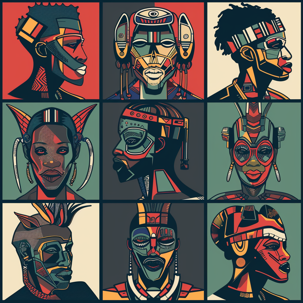 Minimal African Cyberpunk Character Cards