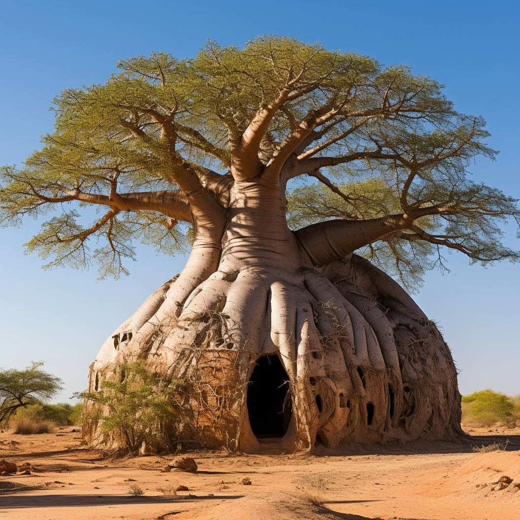 African Sage Under Baobab Tree