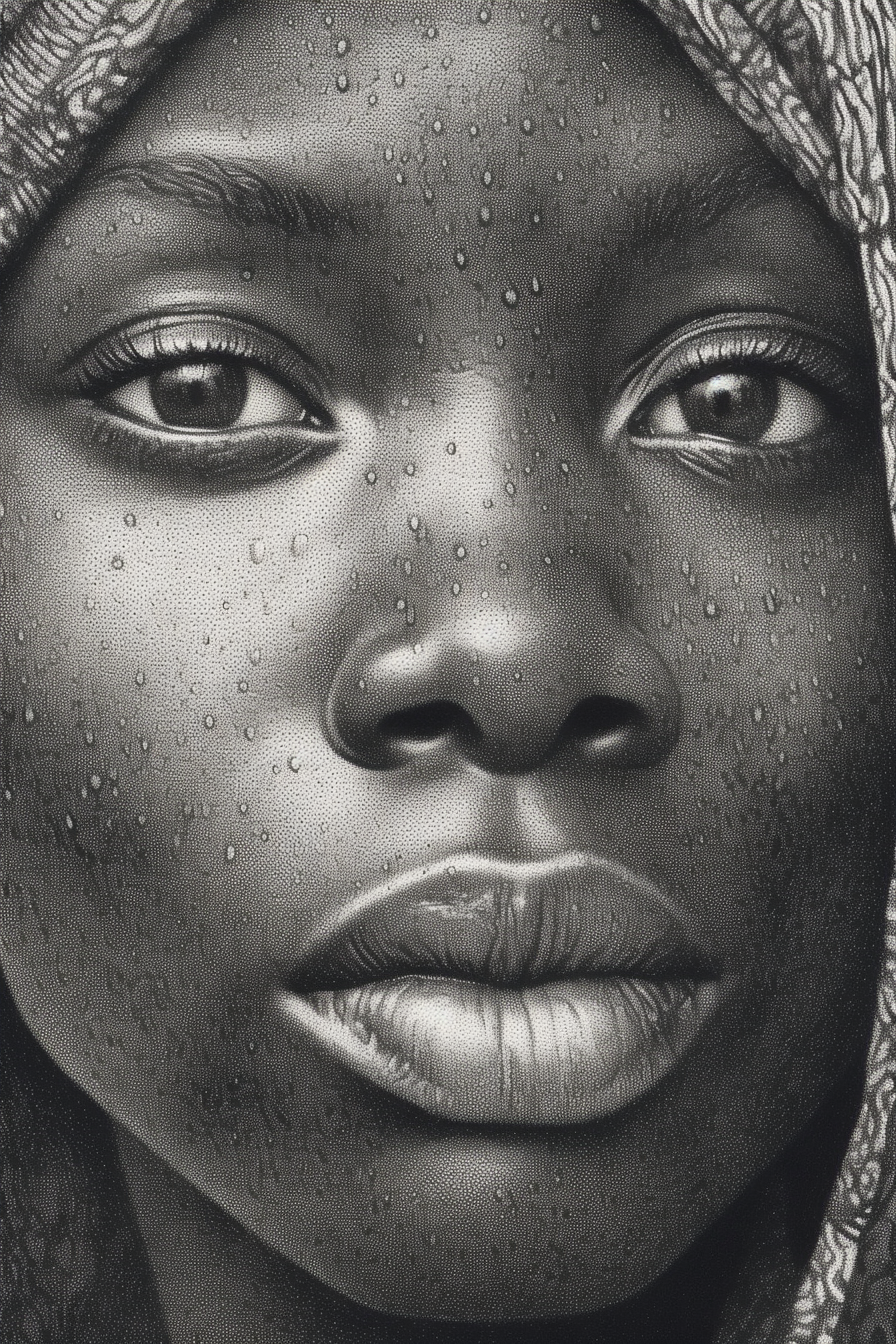 Beautiful stippling art of African woman