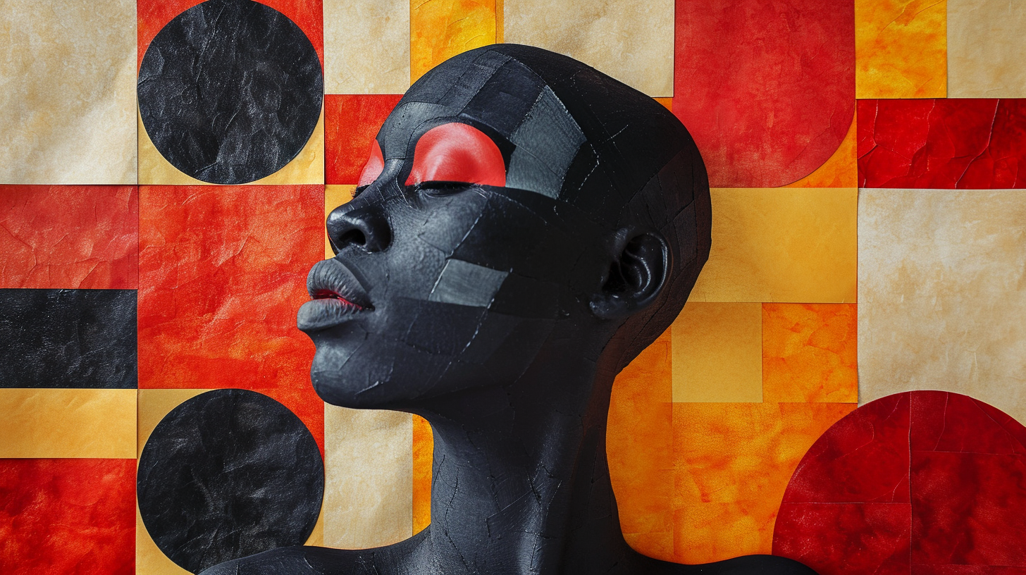 African woman in surrealist suprematism style