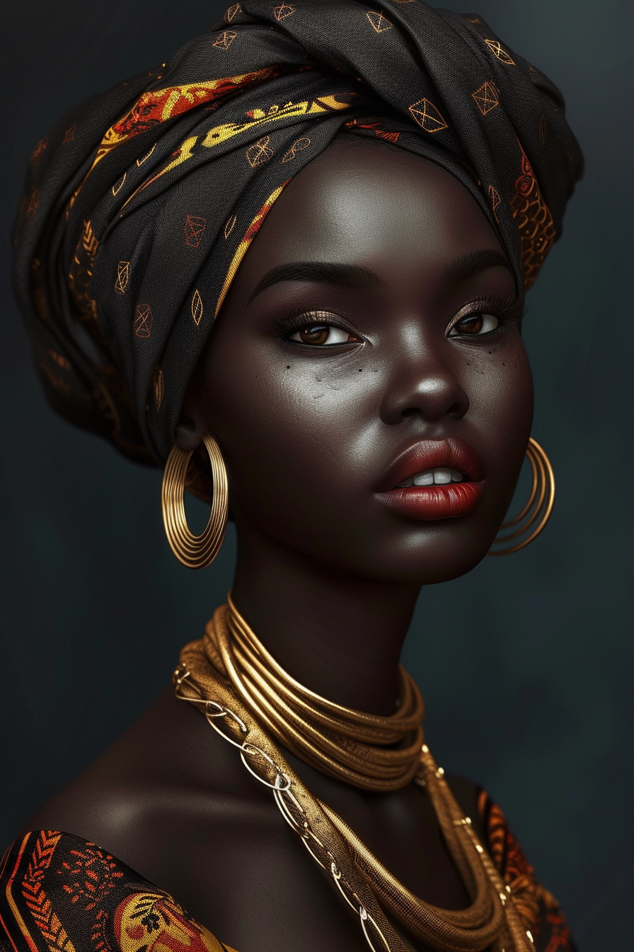 African women with gold and red makeup