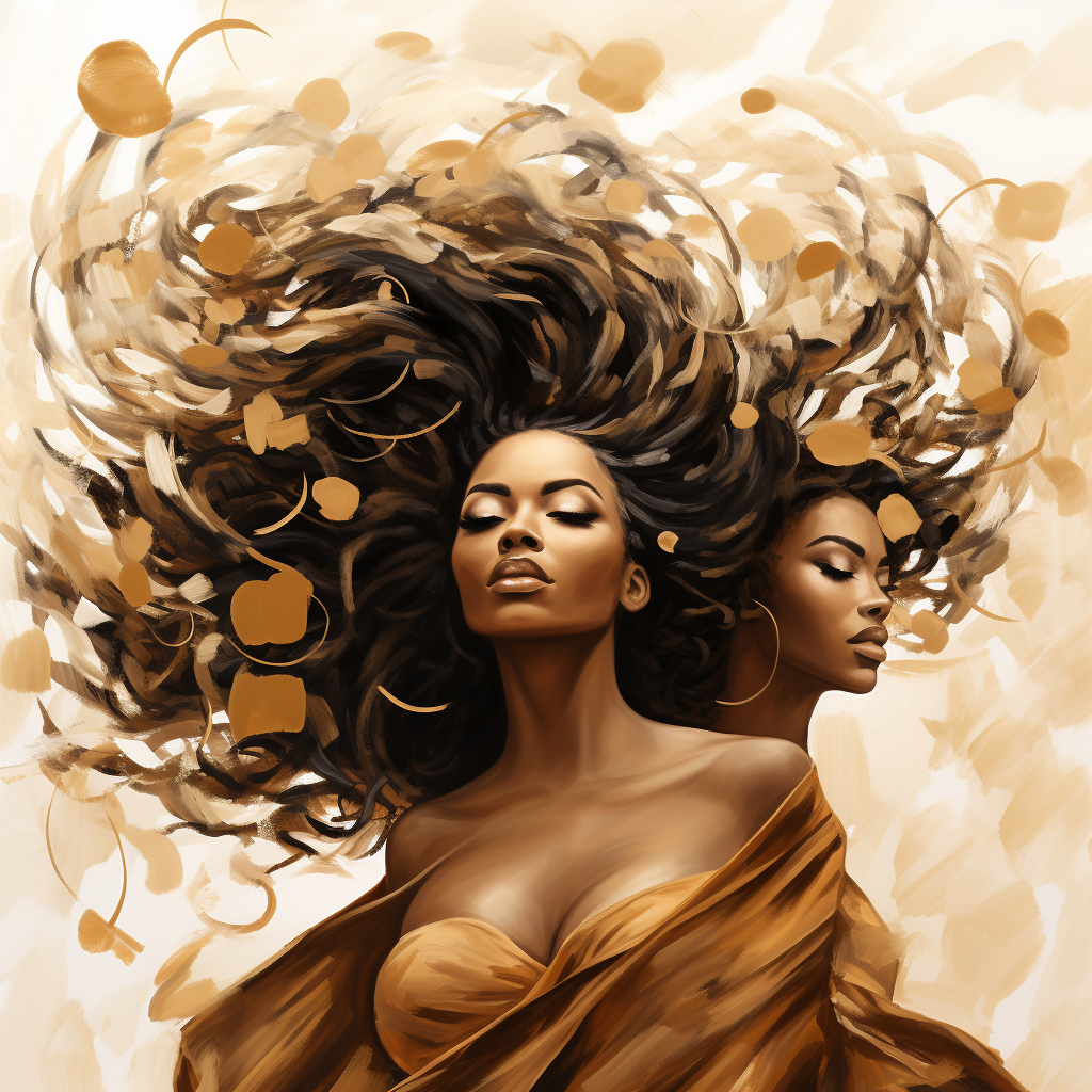 Stunning African women with fluttering hair