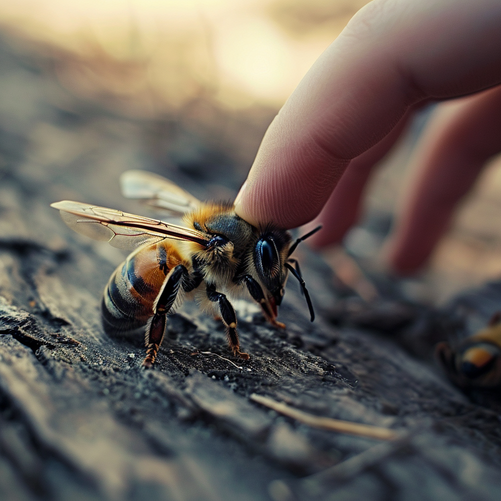 Africanized Bee attacking with sharp sting