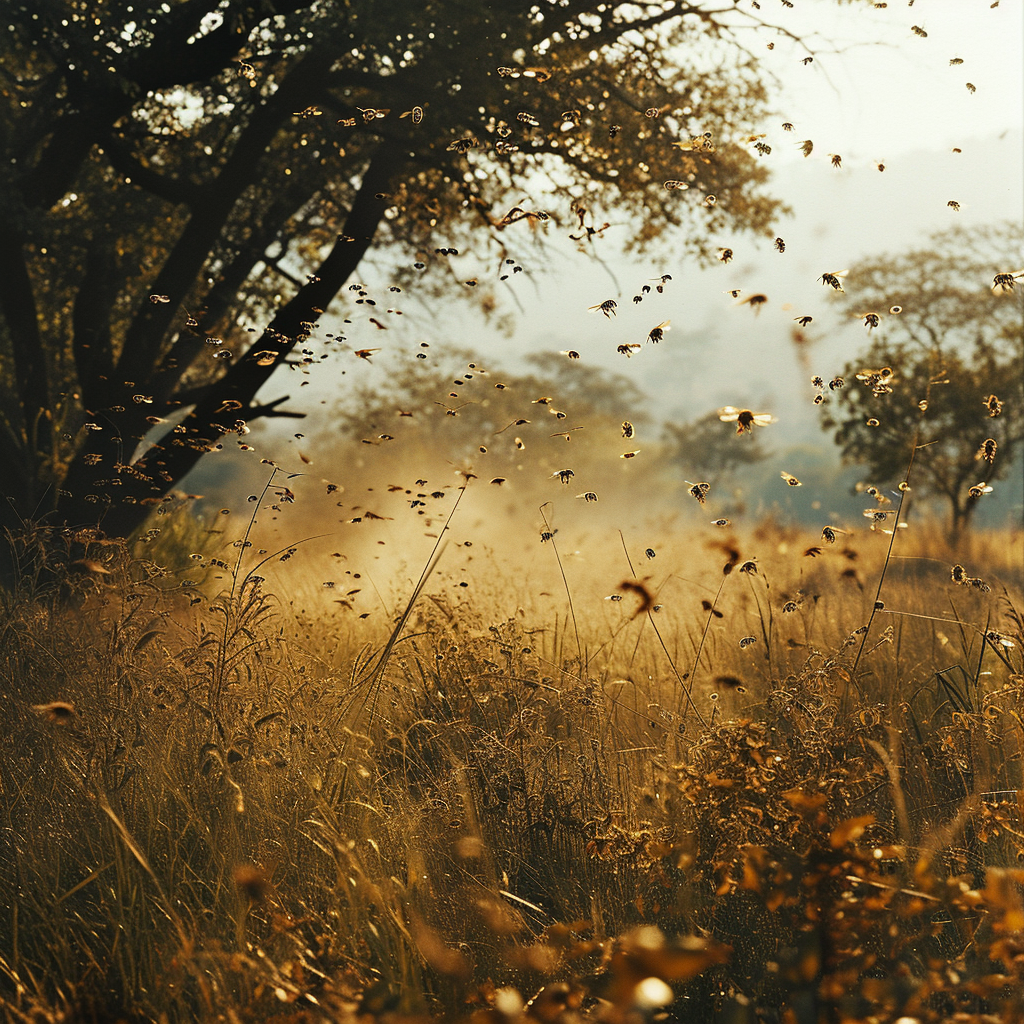 Africanized Bee attacking in field