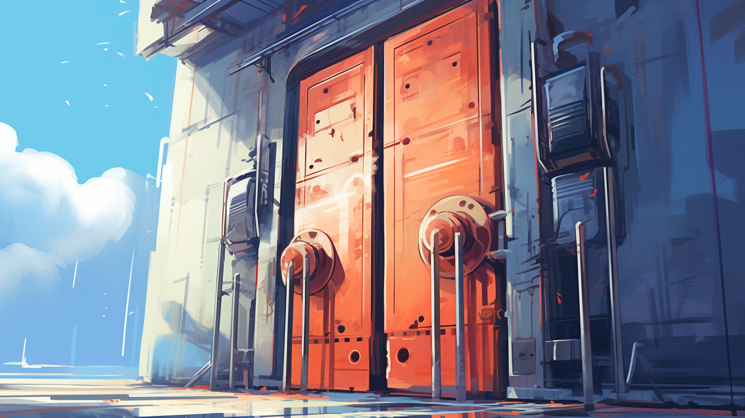 Concept sketch of a locked security door in a research facility