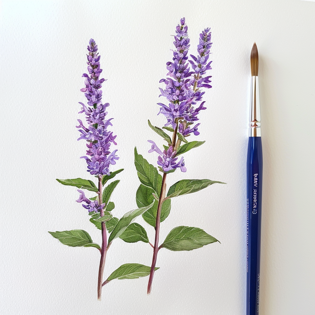 Agastache Urticifolia Watercolor Illustration