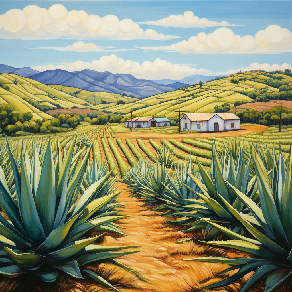 Beautiful agave farm with rolling hills