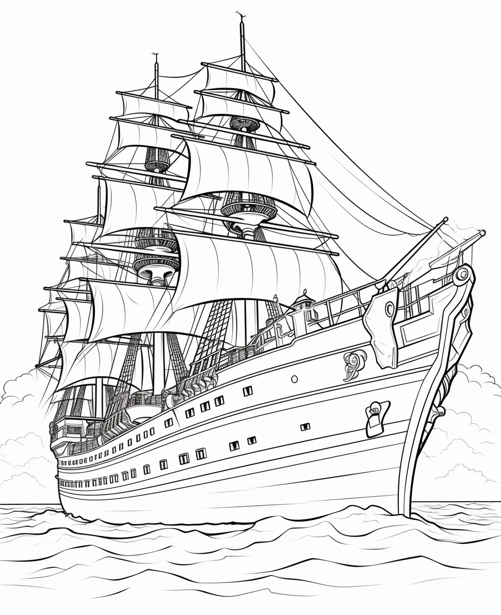 Age of Exploration Battleship Coloring Page