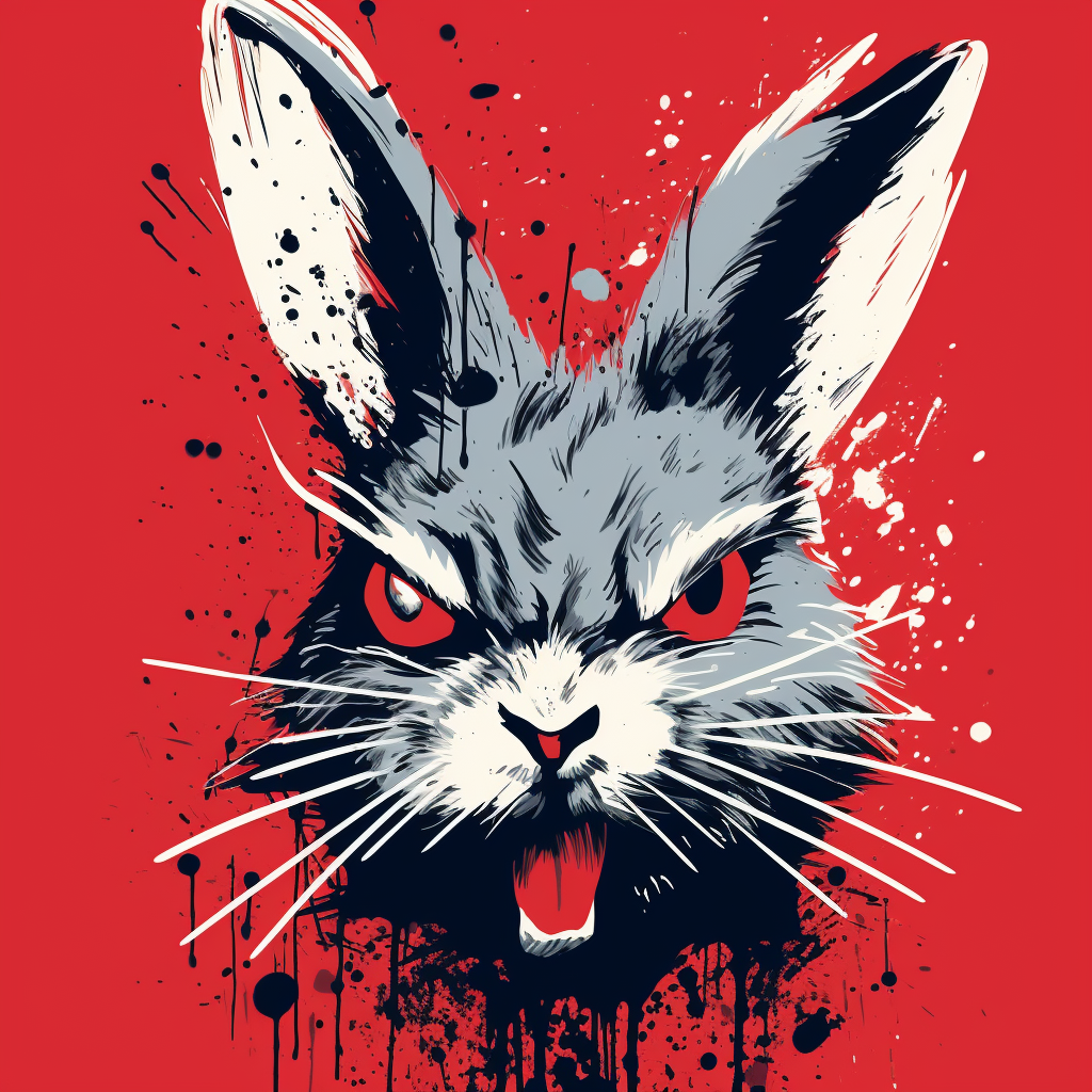 Aggressive Funny Bunny T-Shirt Painting