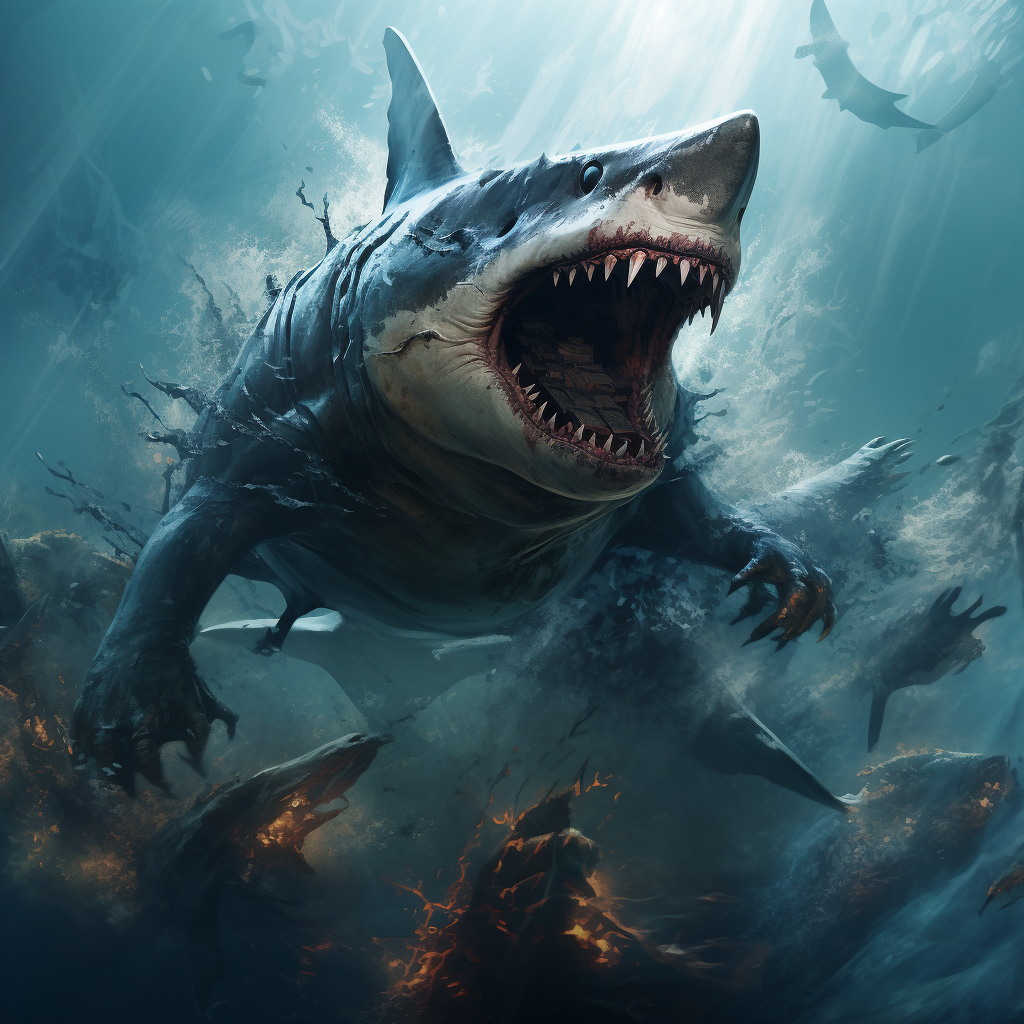 Aggressive Undead Shark in Ocean Waters