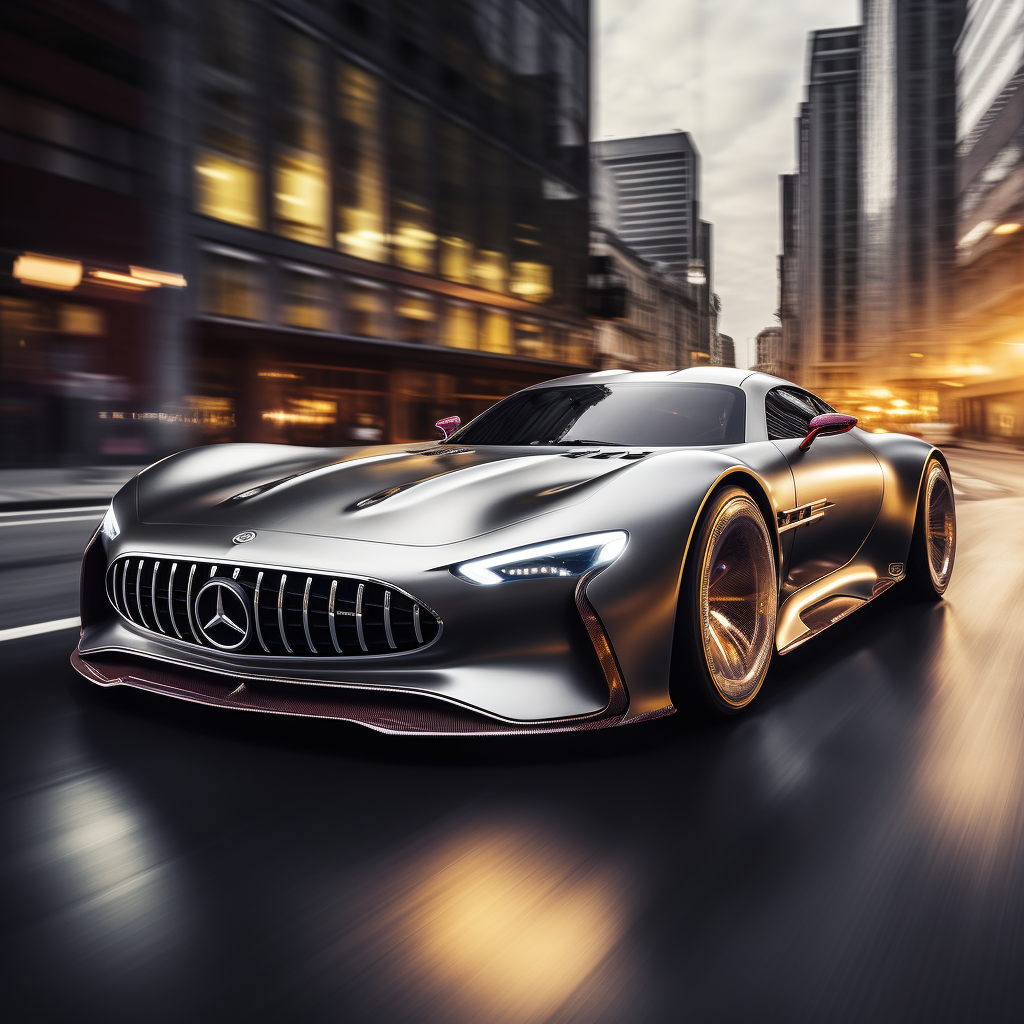 Mercedes concept car on fast bright road