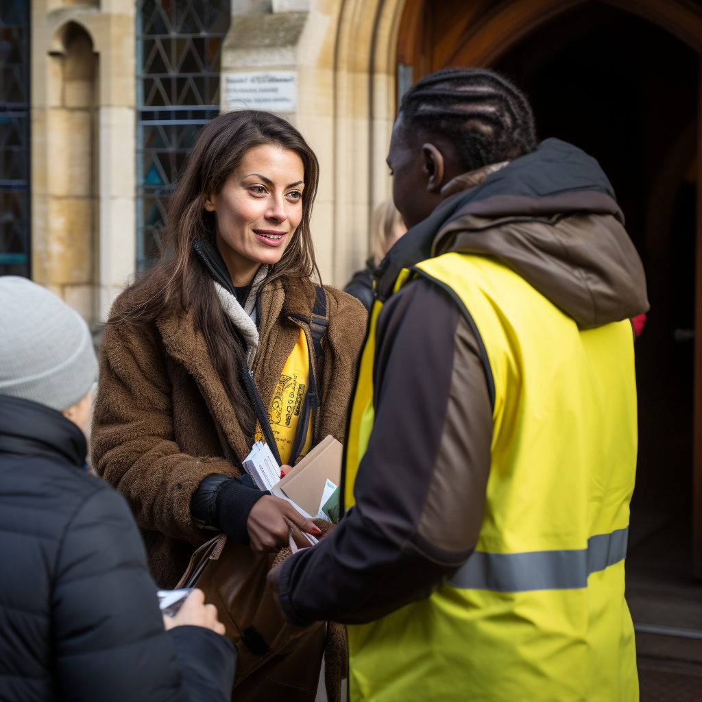 Agnes helping underprivileged at a church