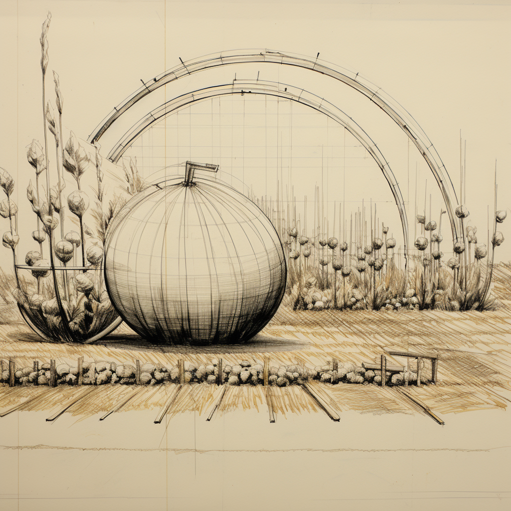 Agricultural concept with parallel lines of crops