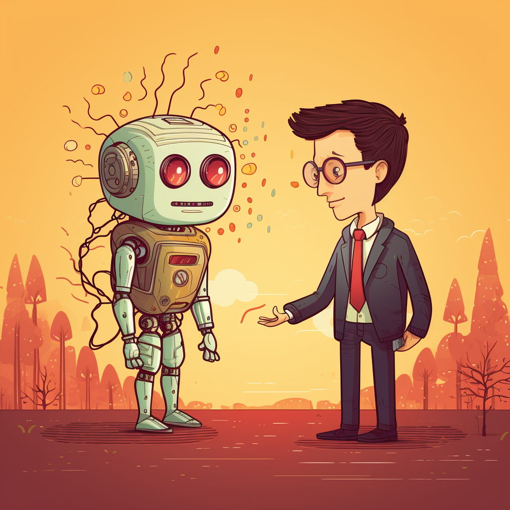 Cartoon image showcasing empathy in AI