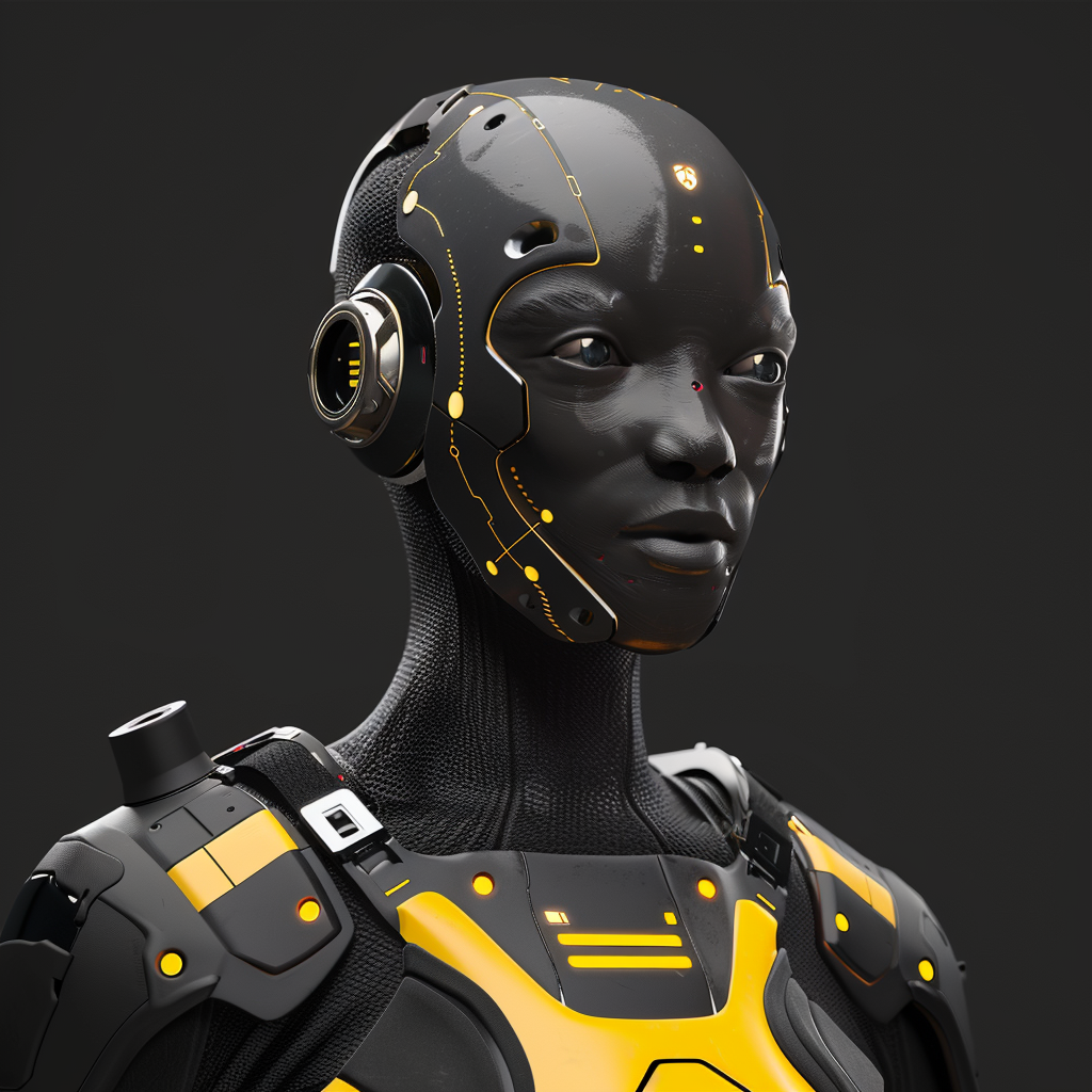 AI gaming avatar with black yellow details