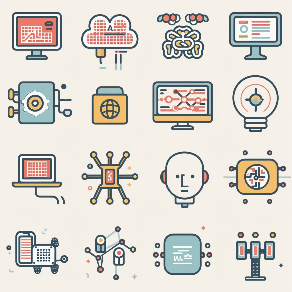 Simple AI icons in pattern