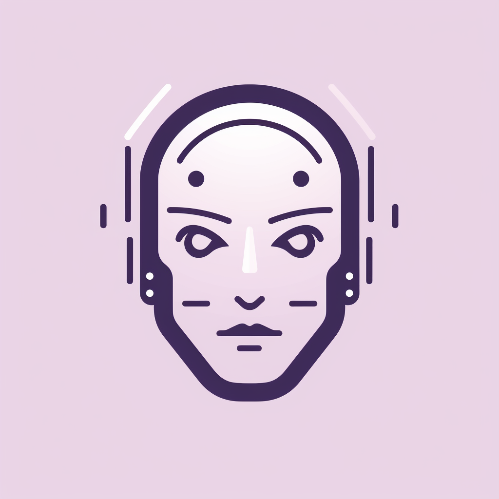 AI robot face flat icon