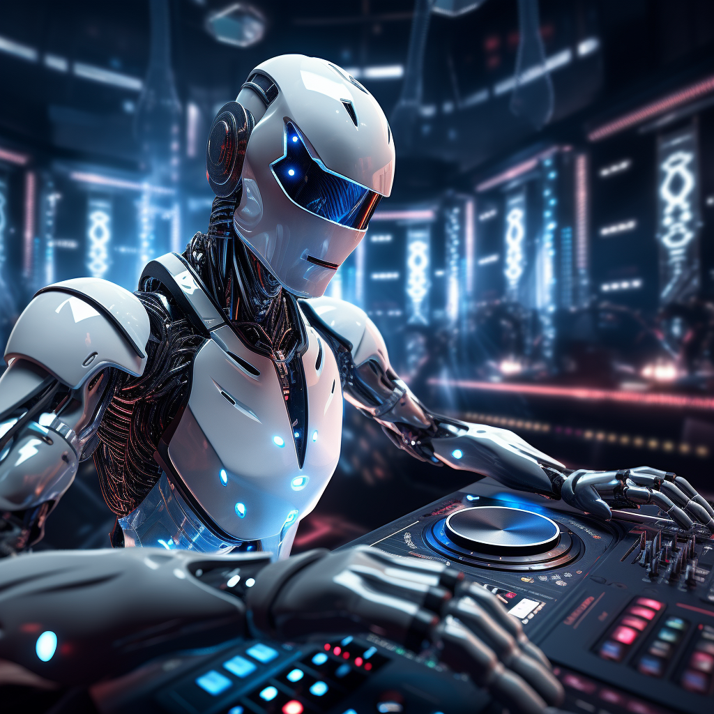 AI robot playing DJ in club