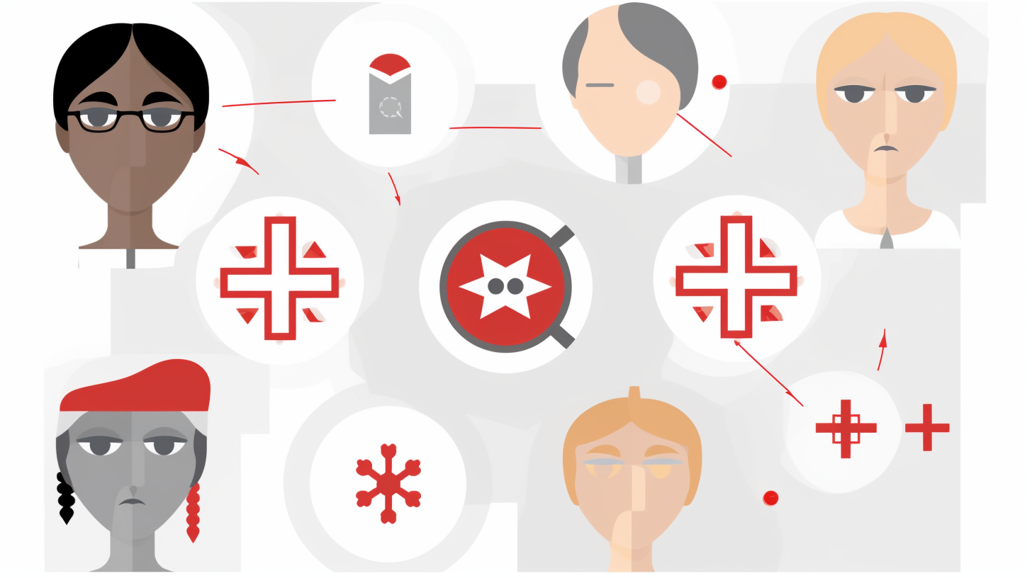 AI technology icons with red cross marks