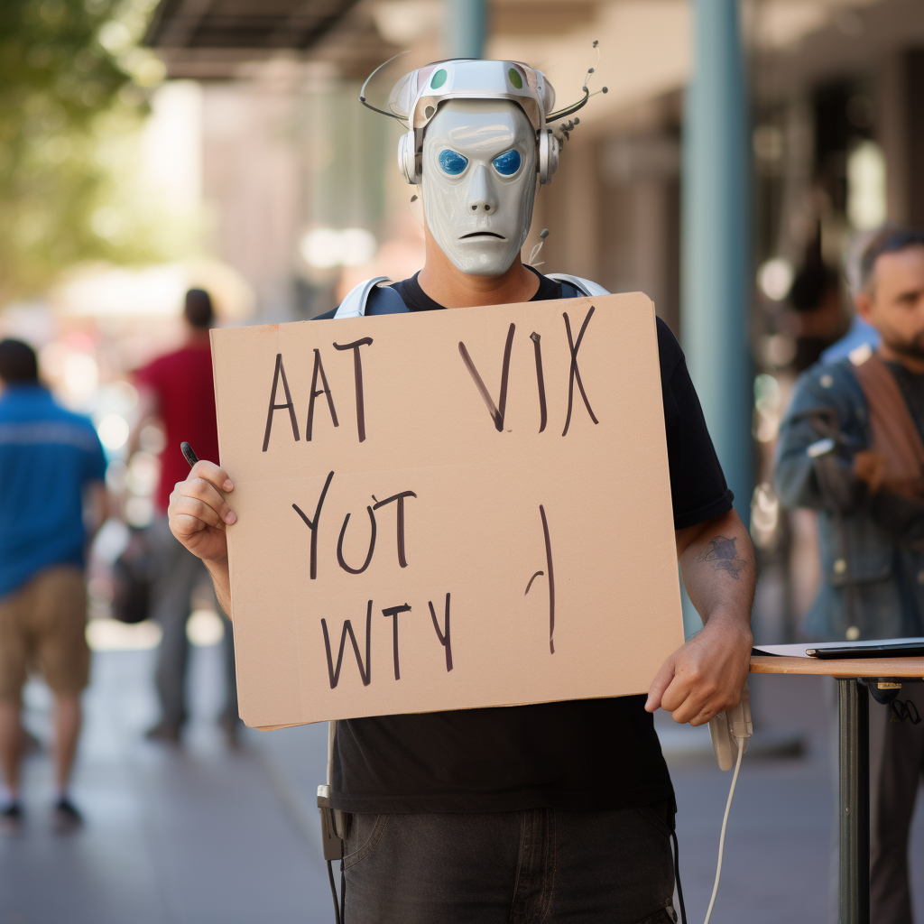 Handwritten sign saying  AI will not take your job