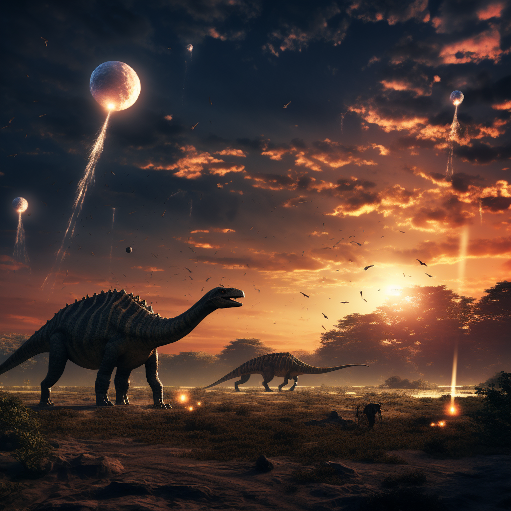 AI-marked meteor causing dinosaur extinction