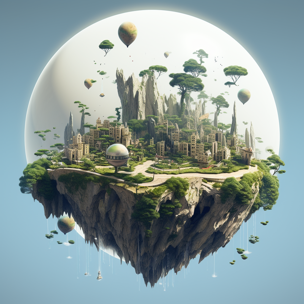 Ailen planet with floating islands