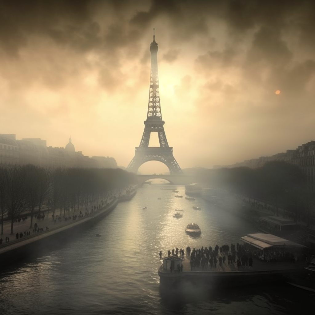 Air pollution obscuring La Tour Eiffel