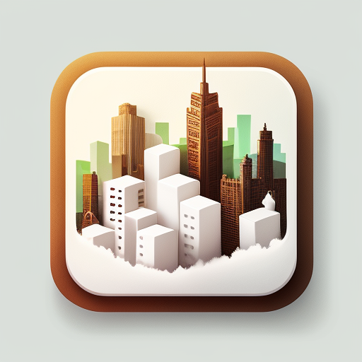 Stylized Airbnb logo with city skyline