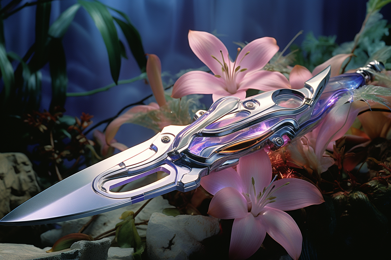 Airbrushed Knife and Lily Artwork