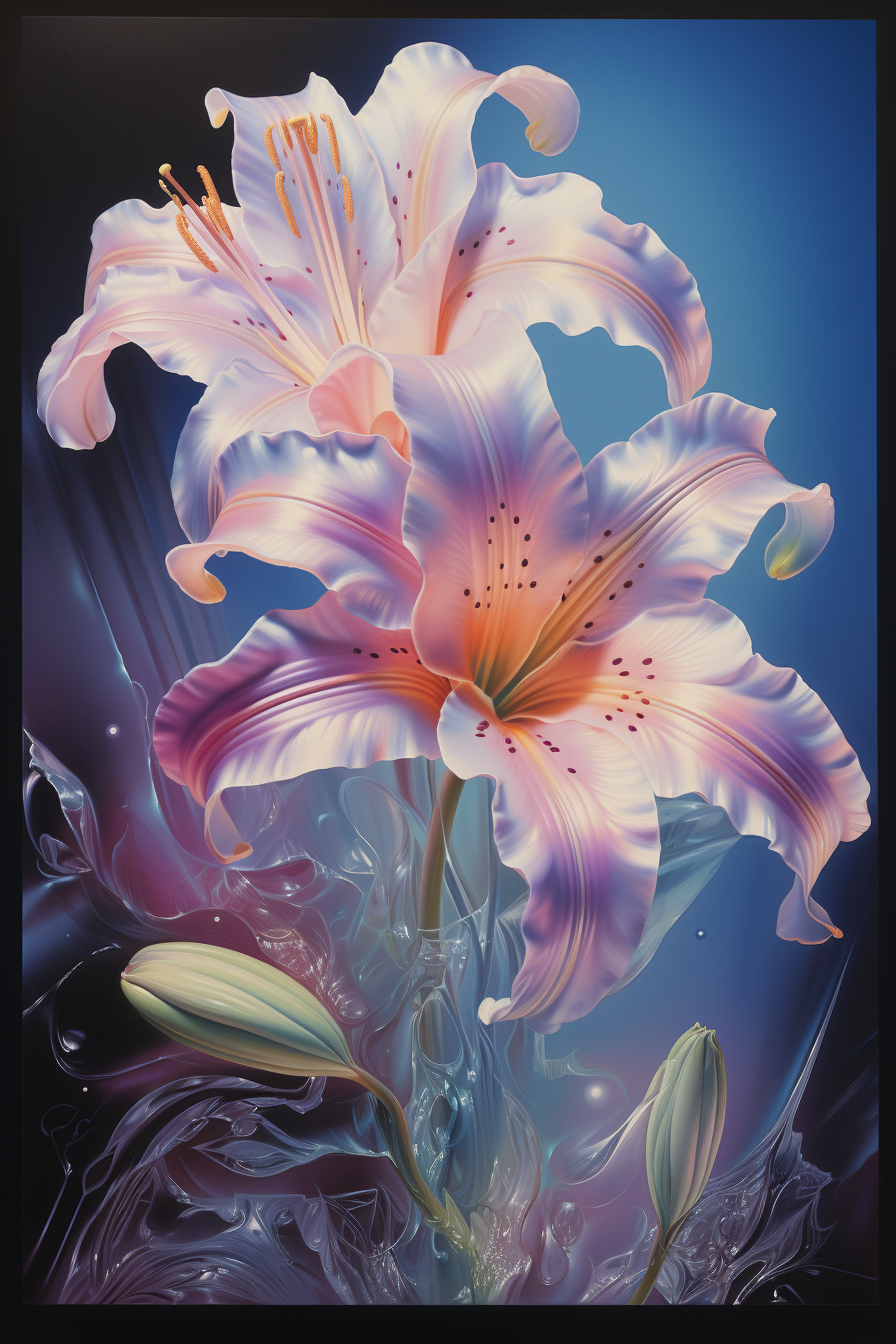 Airbrushed Lily Poster in Metallic Colors