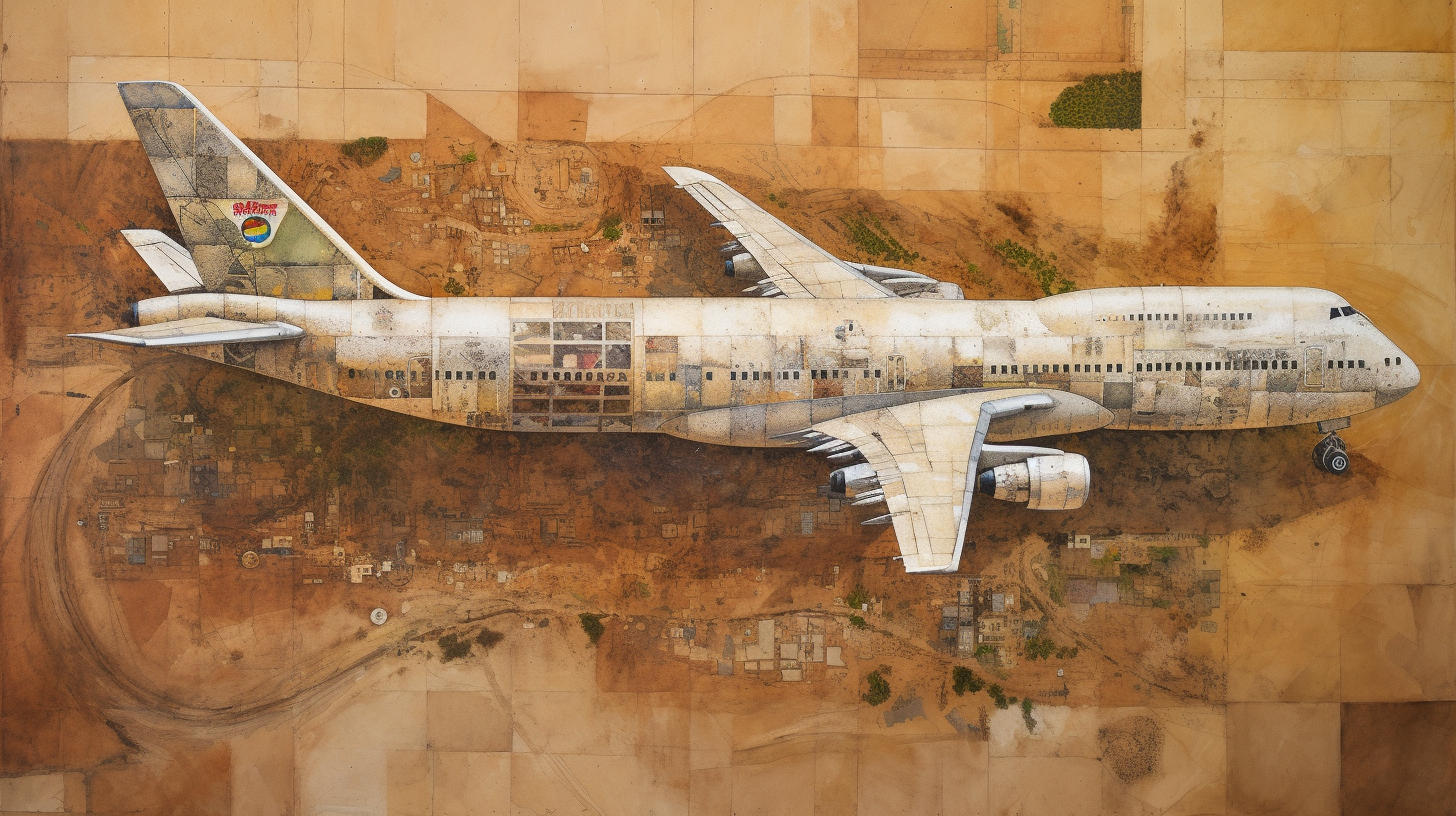 Aerial view of aircraft components above Australia