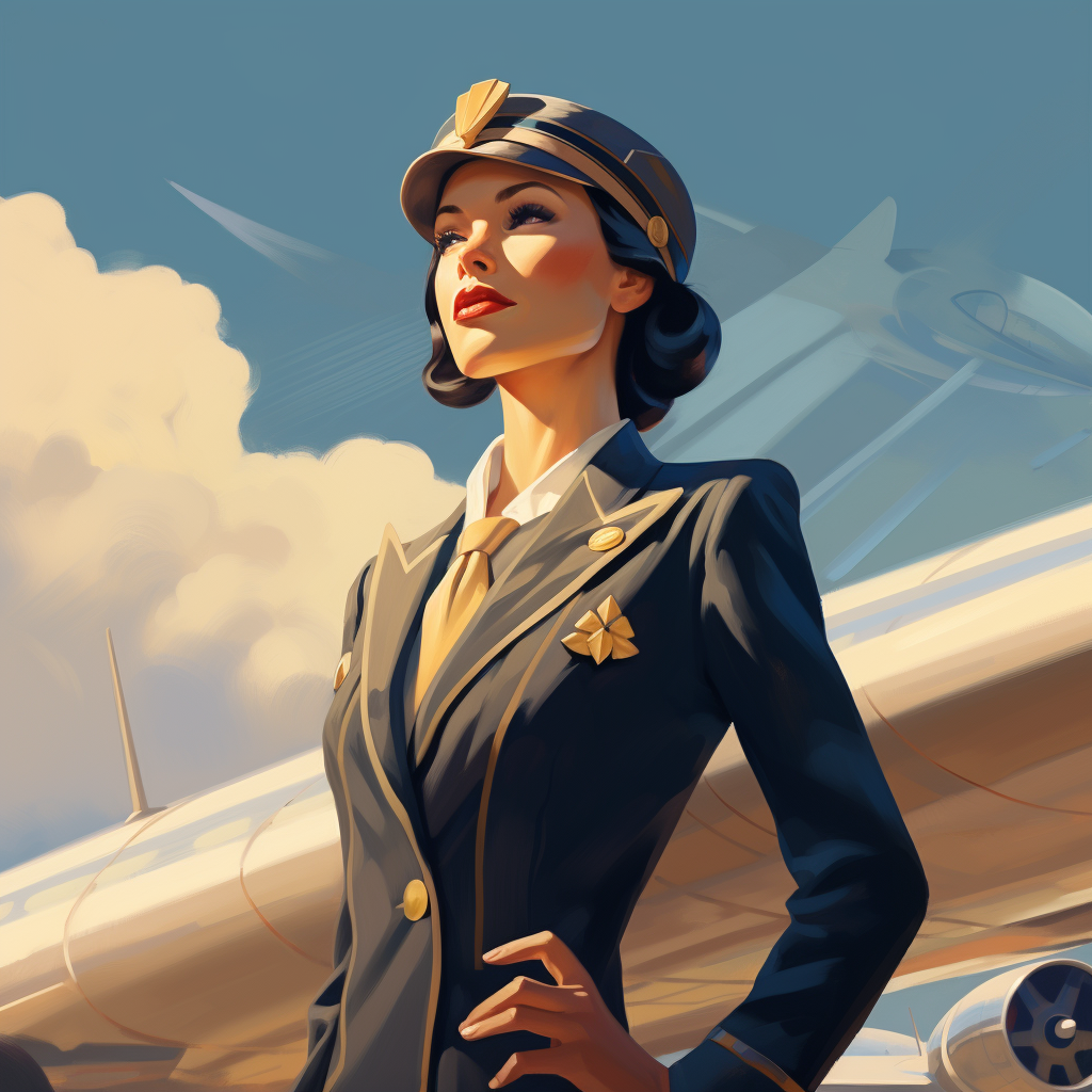 Art Deco Airline Stewardess Uniform