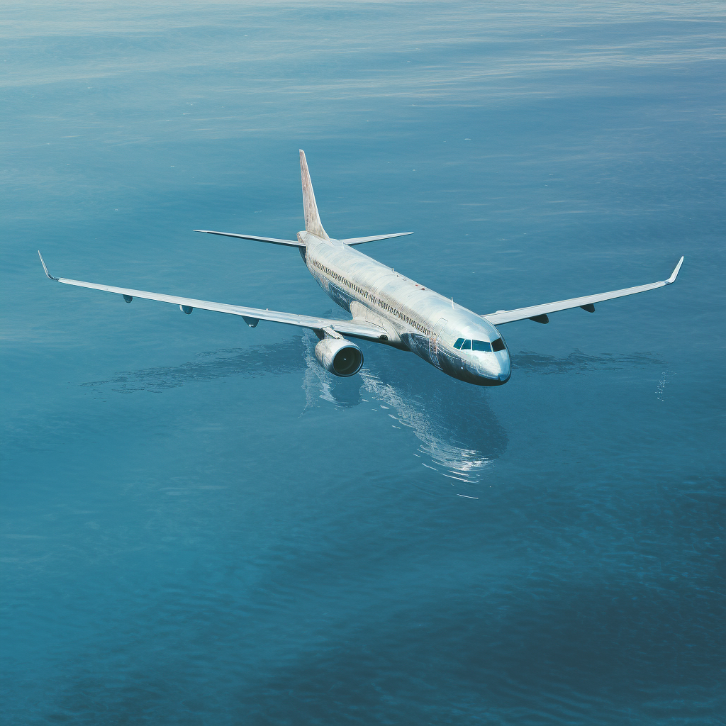 Beautiful airplane in ocean landscape