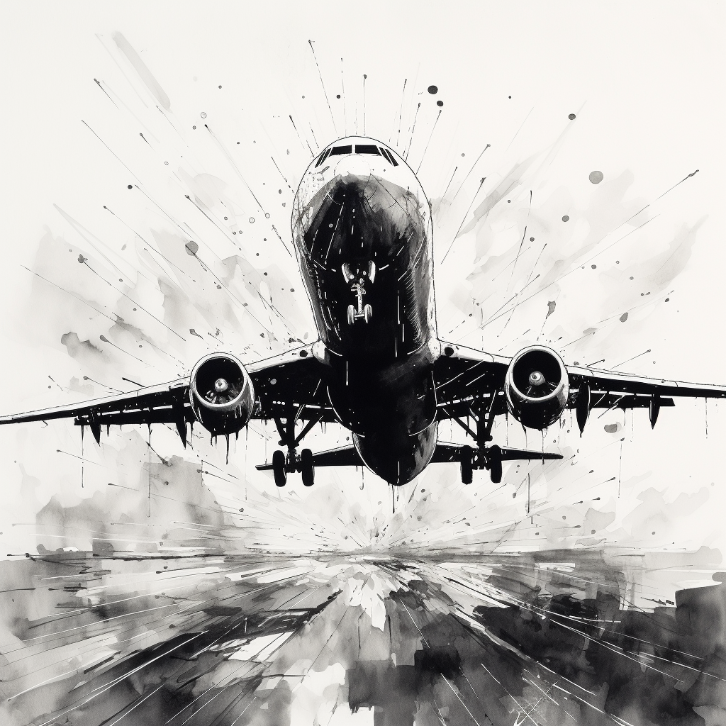 Stunning airplane takeoff artwork