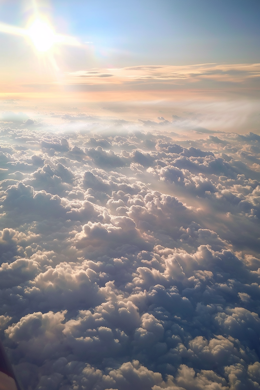 Airplane view above clouds