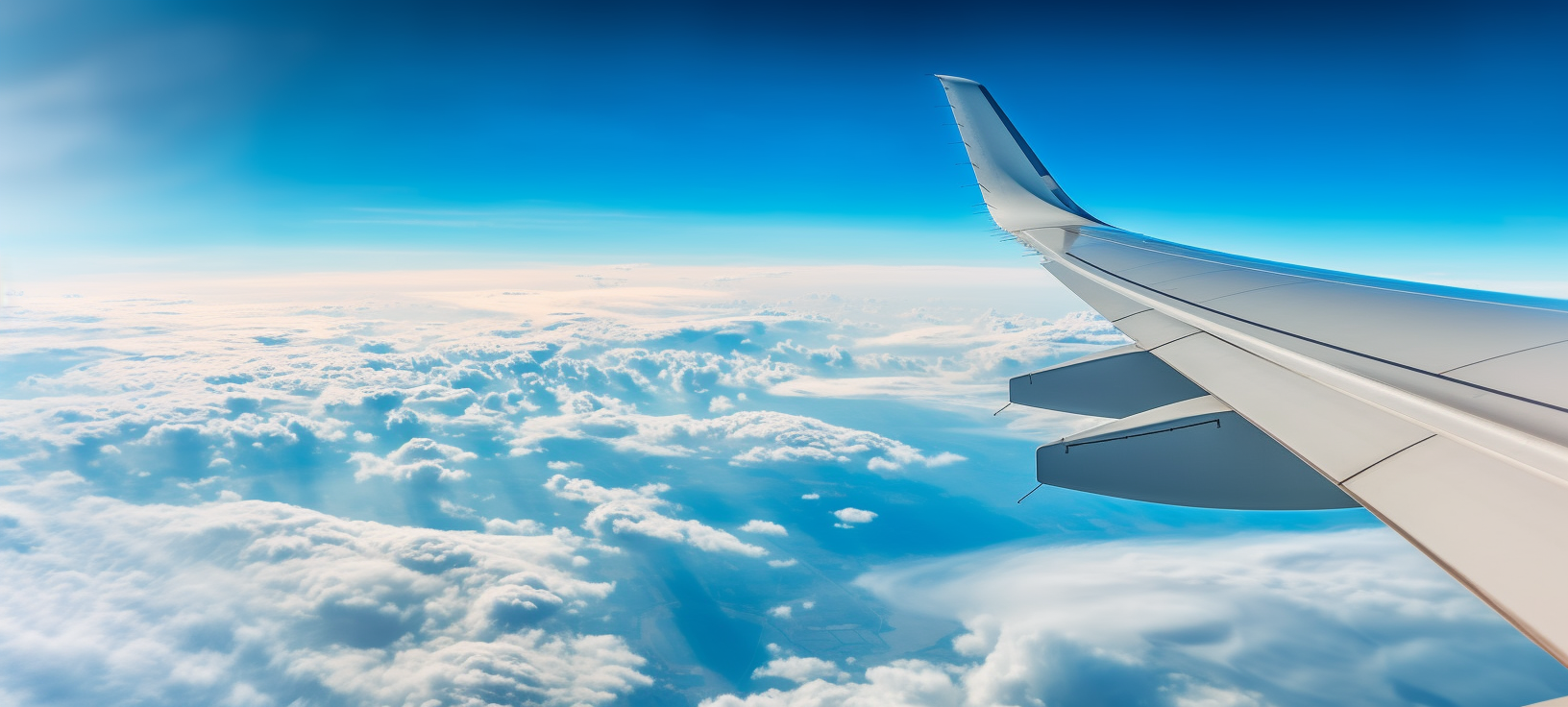 Bright blue skies seen through an airplane window