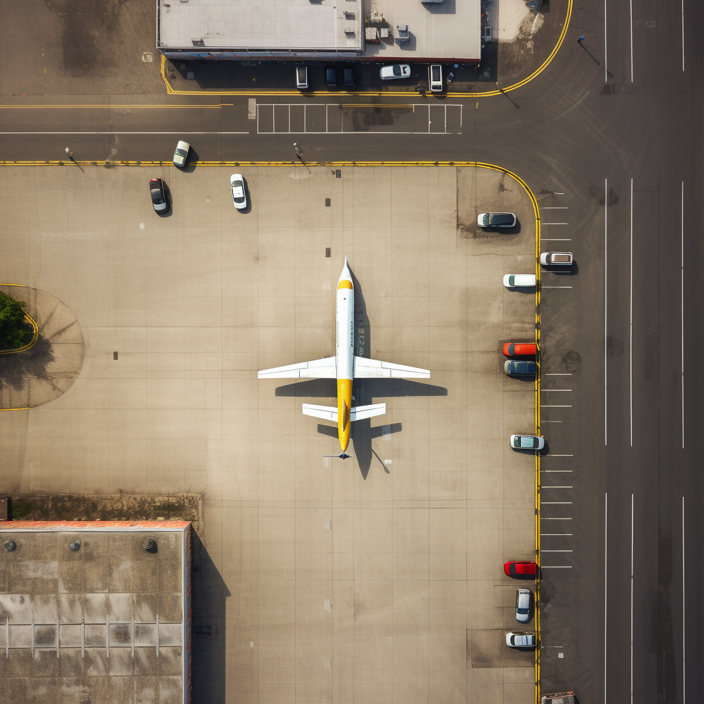 Airplane wing parking lot car