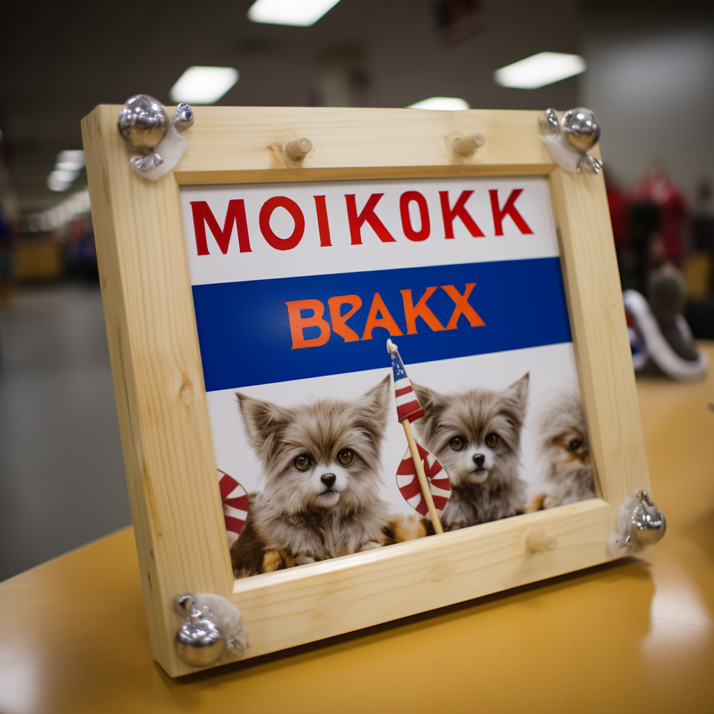 Custom airport sign with MONIKA, Bulgarian and American flags