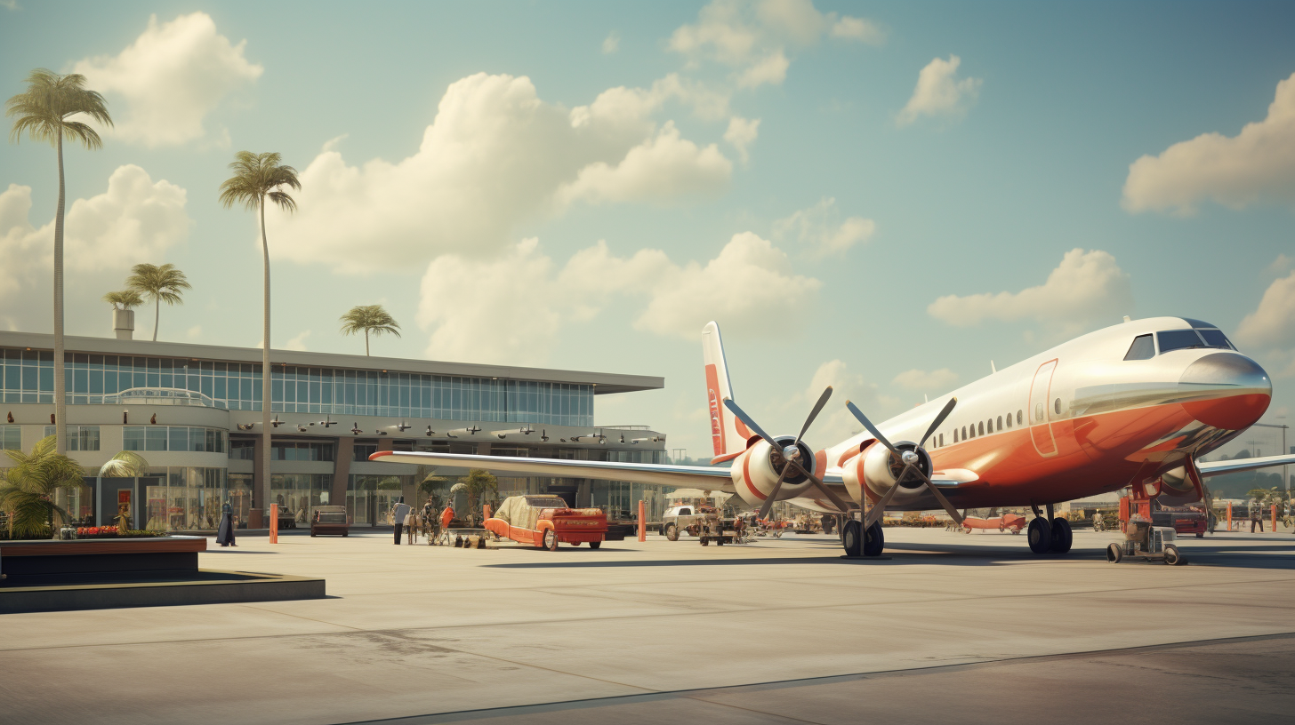 Vintage airport in 1950s