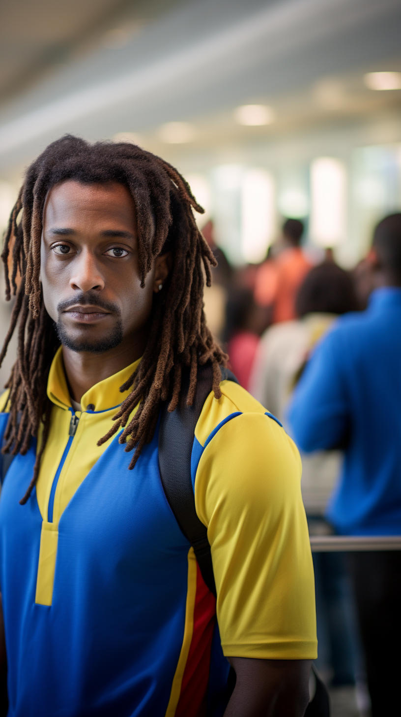 Airport security checkpoint waiting photo