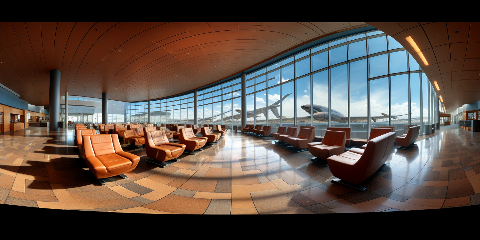 Airport Waiting Room with Big Screens