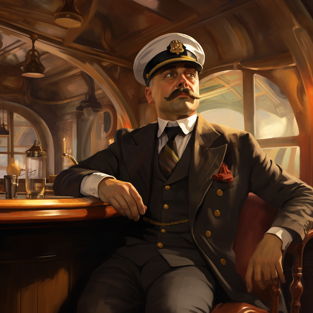 Airship Captain at Pub Bar Art